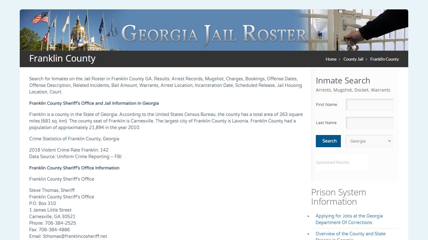 Franklin County | Georgia Jail Inmate Search
